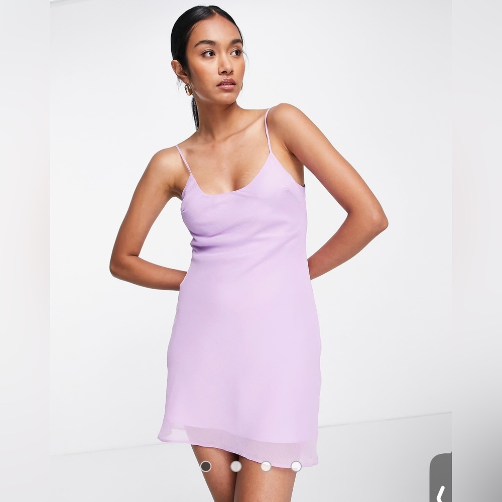 (NWT) ASOS Lilac Mini Dress Scoop Neck Bias Cut (SIZE 10) — Spring Easter